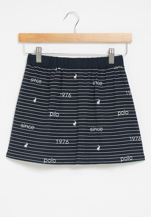 POLO - Girls wendy printed stripe skort - navy
