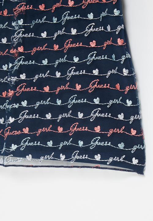 GUESS - Short sleeve T-shirt with mesh - navy