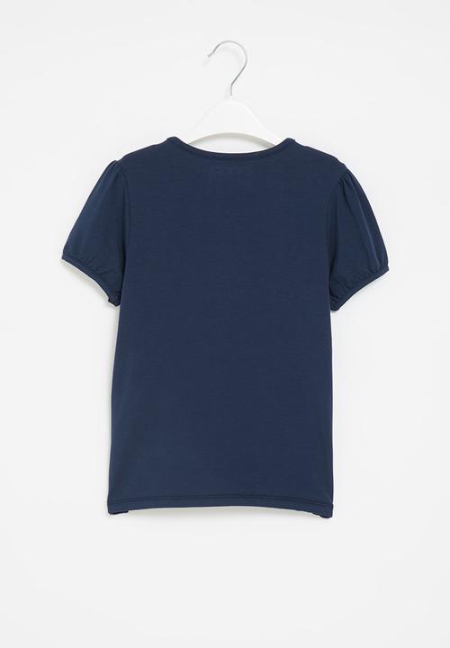 GUESS - Short sleeve T-shirt with mesh - navy