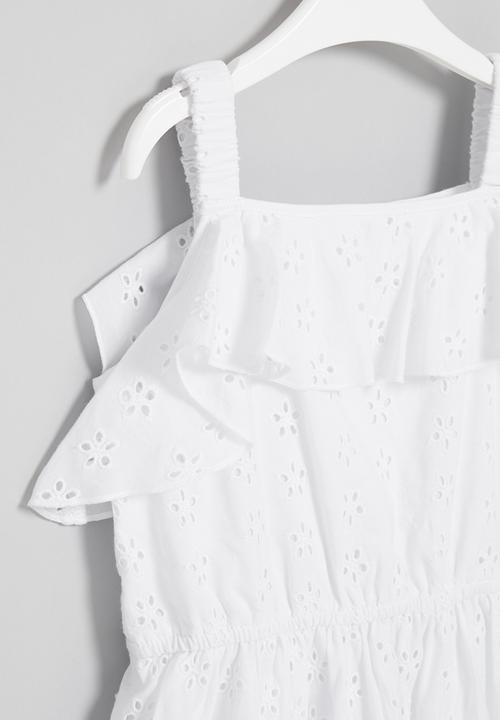 GUESS - Broiderie anglaise dress - white