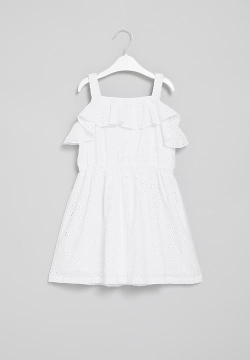 GUESS - Broiderie anglaise dress - white