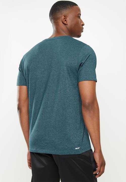 New Balance  - Tenacity heather tech ss print - mountain teal