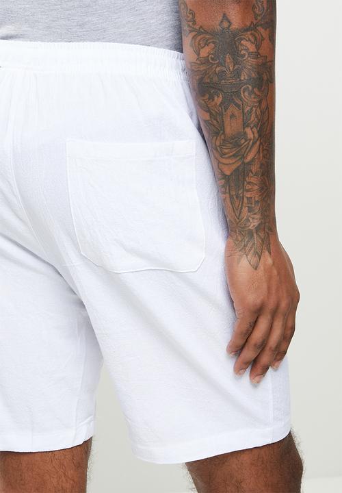 basicthread - Elastic waistband bermuda short - white