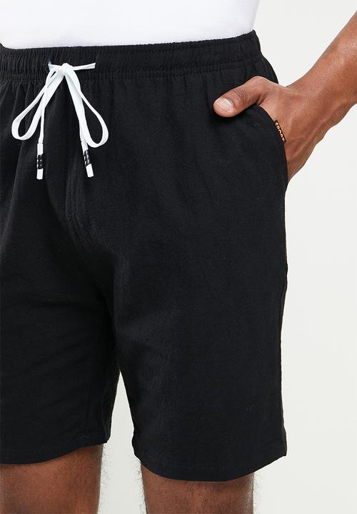 basicthread - Elastic waistband bermuda short - black