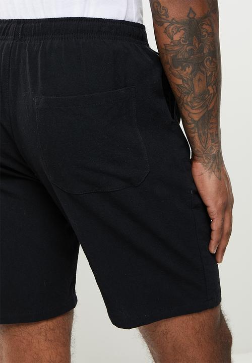 basicthread - Elastic waistband bermuda short - black