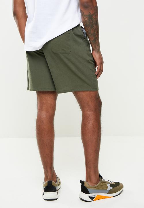 basicthread - Elastic waistband bermuda short - khaki