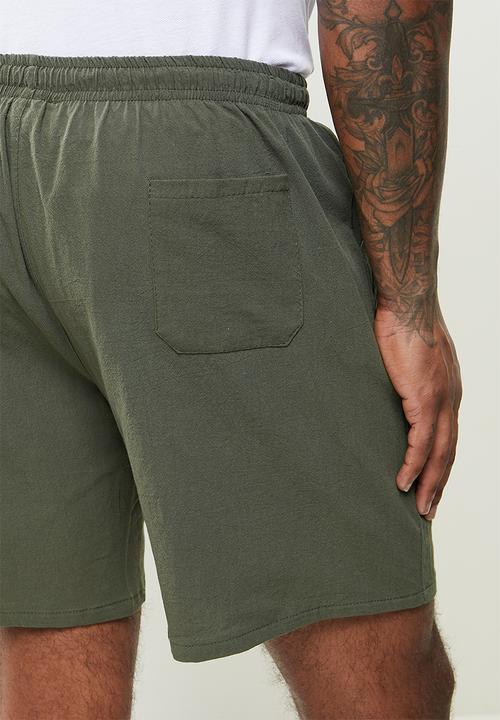 basicthread - Elastic waistband bermuda short - khaki