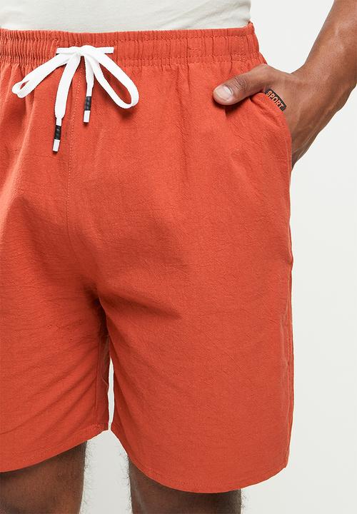 basicthread - Elastic waistband bermuda short - burnt orange