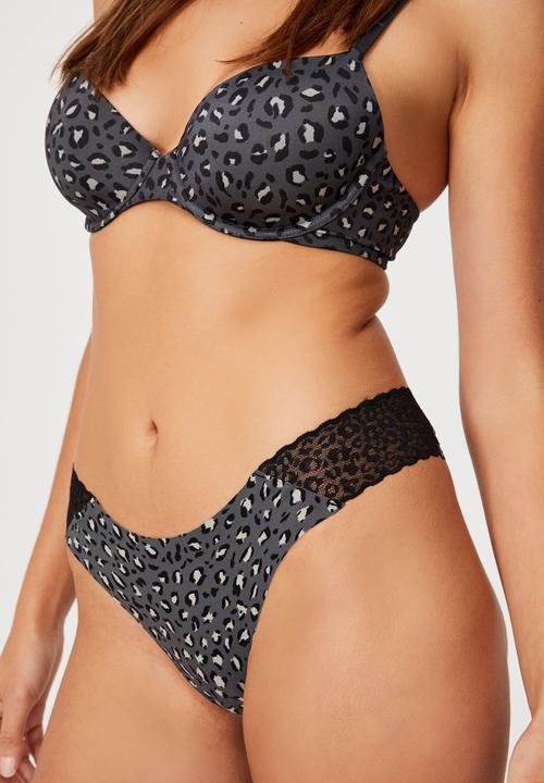 Cotton On - Party pants seamless brasiliano brief - spray leopard black