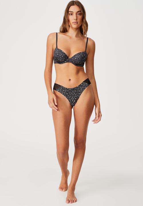 Cotton On - Party pants seamless brasiliano brief - spray leopard black