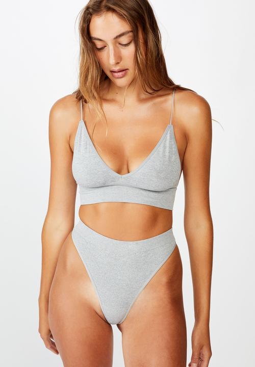 Cotton On - Seamfree high cut g string brief - light grey