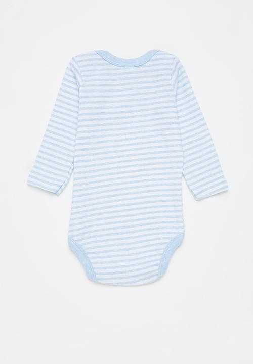 Pop Candy - Baby boys 2 pack stripe long sleeve vests - blue