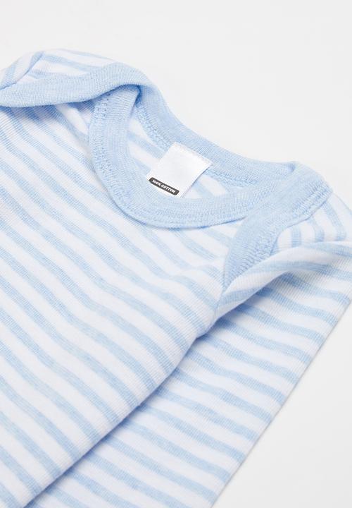 Pop Candy - Baby boys 2 pack stripe long sleeve vests - blue