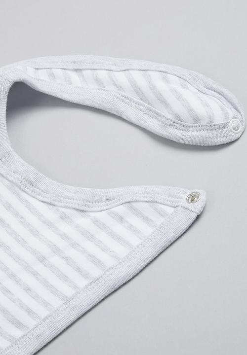Pop Candy - Baby boys 3 pack stripe bib set - grey