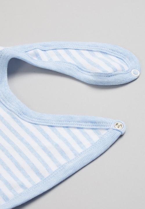 Pop Candy - Baby boys 3 pack stripe bib set - blue