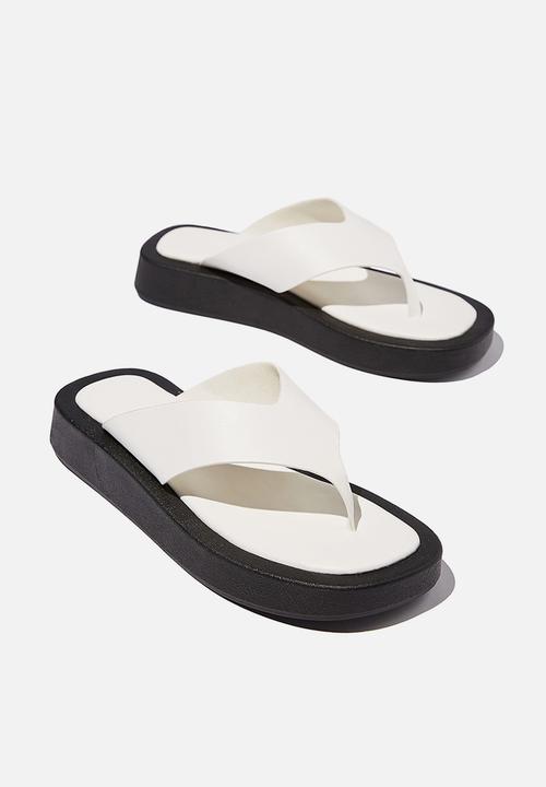 Cotton On - Sadie flip flop flatform - white smooth pu