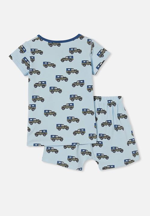 Cotton On - Hudson short sleeve pyjama set  - beep beep/white water blue