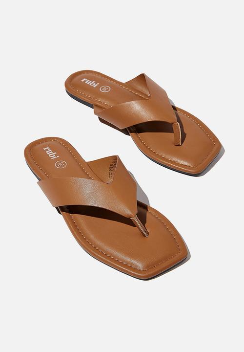 Cotton On - Everyday molly toe post sandal - tan smooth pu