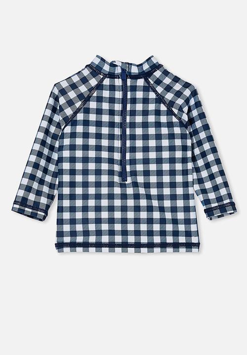 Cotton On - Freddie rash vest  - indigo/vanilla dylan gingham