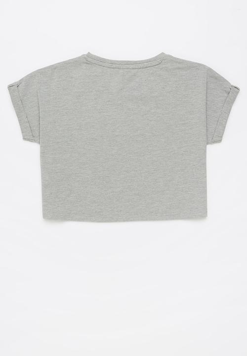 SISSY BOY - Boxy crop top - grey melange