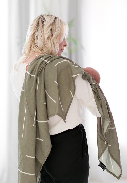 Miilk - Baby olive muslin - olive & white