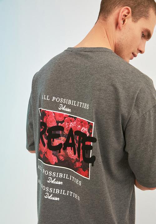 Trendyol - Create printed short sleeve tee - anthracite