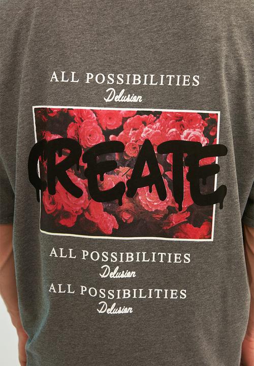 Trendyol - Create printed short sleeve tee - anthracite