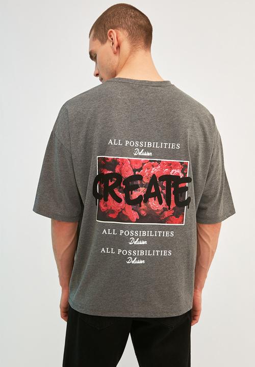 Trendyol - Create printed short sleeve tee - anthracite
