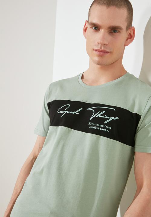 Trendyol - Chris chest print short sleeve tee - green