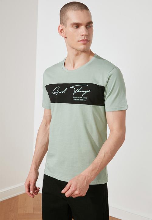 Trendyol - Chris chest print short sleeve tee - green