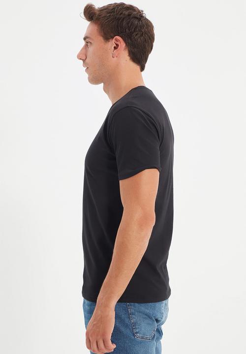 Trendyol - Gus v-neck short sleeve tee - black