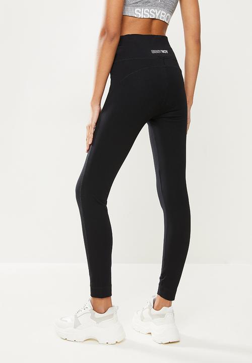 SISSY BOY - Basic leggings with plain print logo - black/white