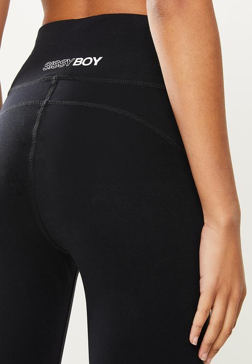 SISSY BOY - Basic leggings with plain print logo - black/white