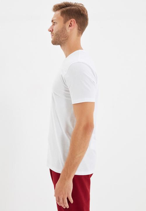 Trendyol - Gus v-neck short sleeve tee - white