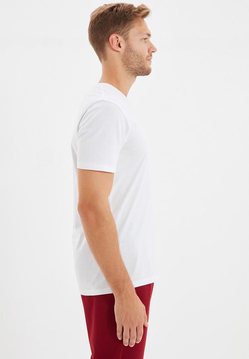 Trendyol - Gus v-neck short sleeve tee - white