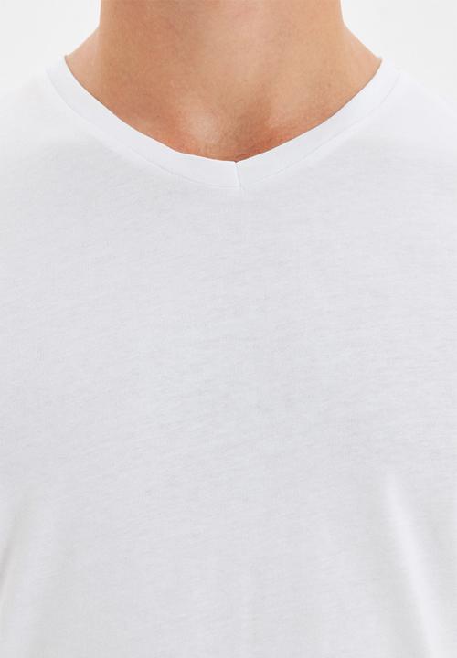 Trendyol - Gus v-neck short sleeve tee - white
