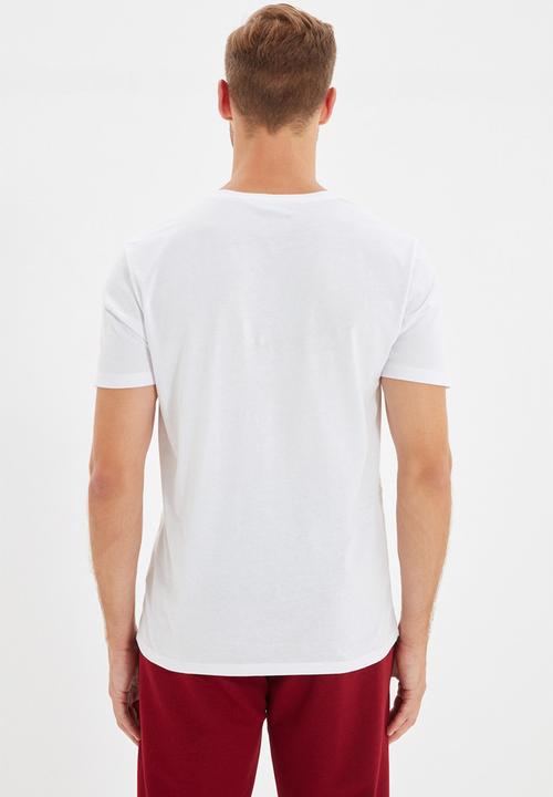 Trendyol - Gus v-neck short sleeve tee - white