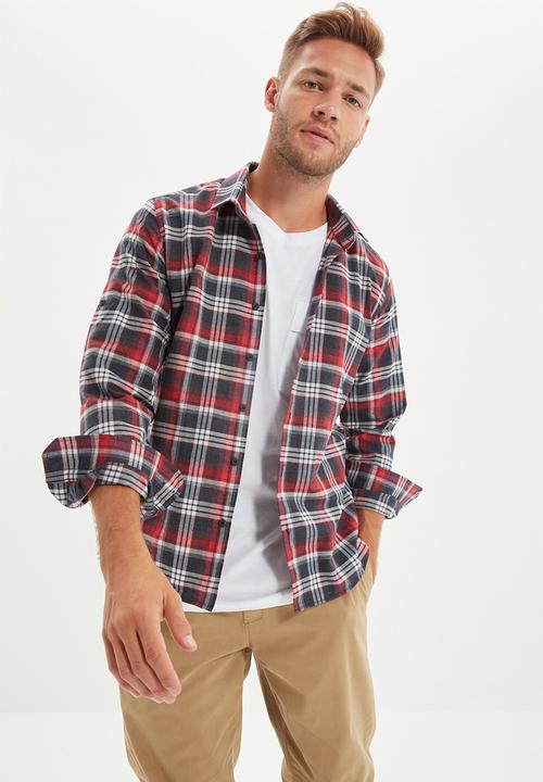 Trendyol - Check long sleeve shirt - red