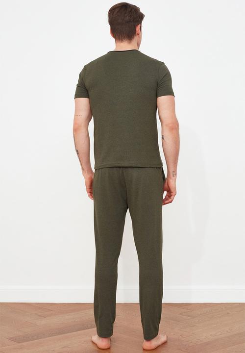 Trendyol - Short sleeve plain sleep set - khaki