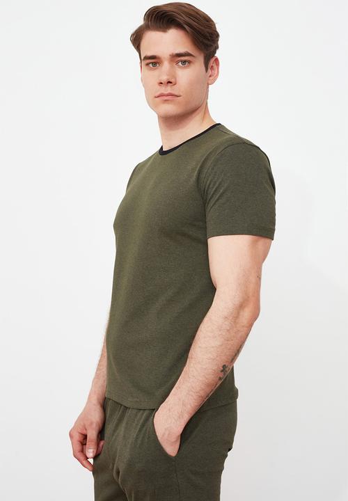Trendyol - Short sleeve plain sleep set - khaki