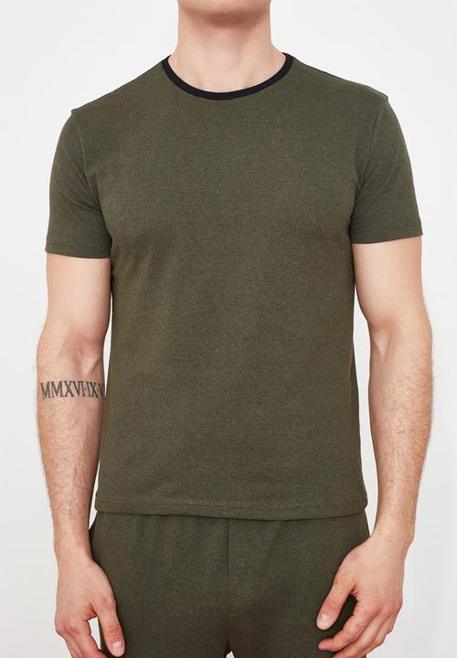 Trendyol - Short sleeve plain sleep set - khaki