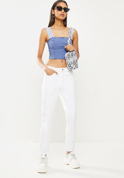 SISSY BOY - Game on crop knit top with branded straps - light vintage