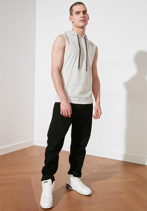 Trendyol - Hooded sleeveless tee - grey