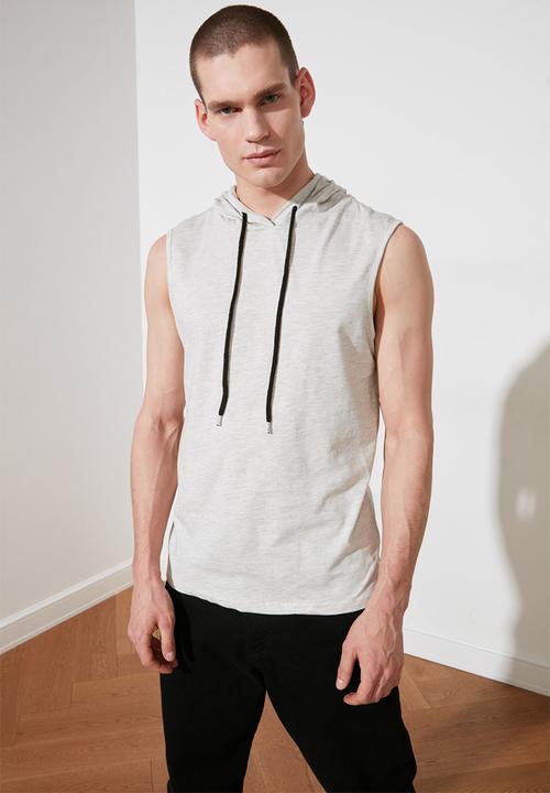 Trendyol - Hooded sleeveless tee - grey