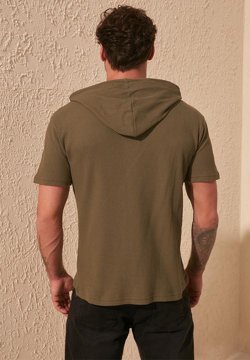 Trendyol - Hooded short sleeve tee - khaki