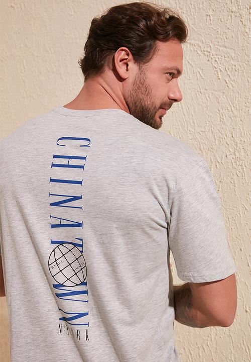 Trendyol - Back vertical print short sleeve tee - grey