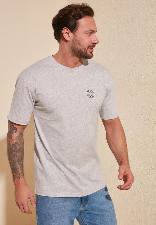 Trendyol - Back vertical print short sleeve tee - grey
