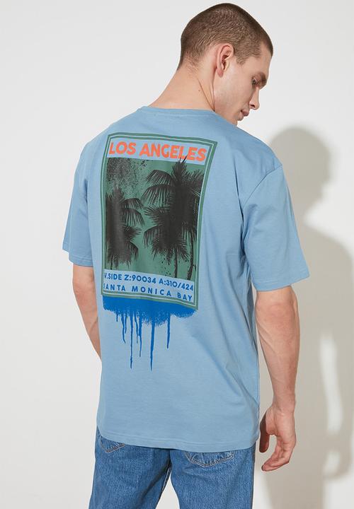 Trendyol - Back printed short sleeve tee - blue