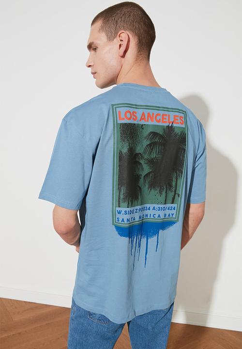 Trendyol - Back printed short sleeve tee - blue