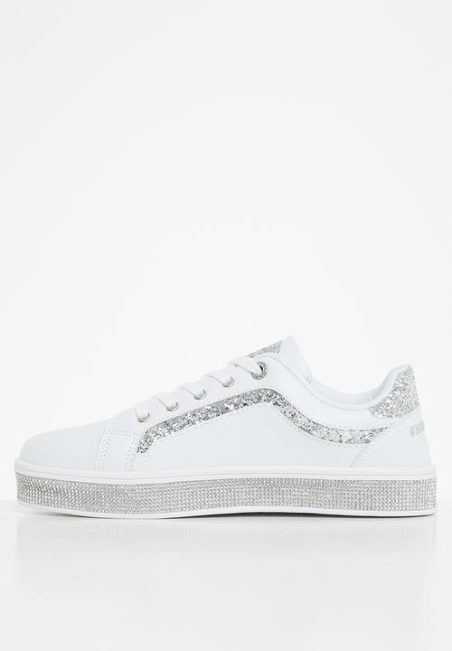SISSY BOY - Glitter bolt duchess  sneaker - white & silver